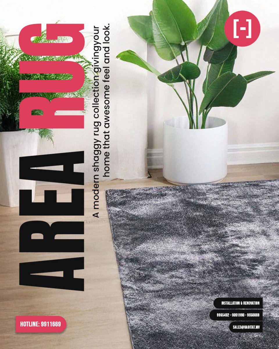 Soft, stylish, and simply stunning! 🏠
Our modern shaggy Area Rugs give your home that cozy touch and designer look.
Available in multiple textures and colors!

Contact us (Viber/Whatsapp) 9965482 - 9891998 - 9911669 - 9693669

#HabitatMV #AreaRug #HomeDecor #InteriorStyle