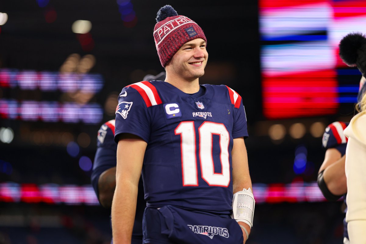 NFL's tweet image. Drake Maye fact: He is undefeated in the playoffs