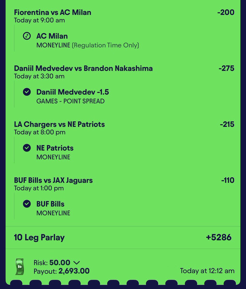 +5286 ✅

Footy ⚽️ Tennis 🎾 NFL 🏈

If you tailed, congrats 🫡
If you didn’t… don’t miss the next one.

Comment if you want tomorrow’s card 🔥