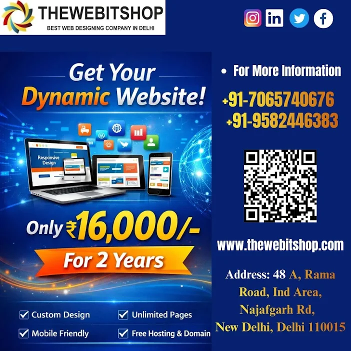 TheWebITShop's tweet photo. ๐ Get your Dynamic #Website at just โน16,000 for 2 years!
Professional #design, mobile-friendly & unlimited pages ๐
๐ +91-7065740676 | +91-9582446383
๐ https://t.co/cEOAdnO9KA
#TheWebITShop #WebDesign #DynamicWebsite #DelhiBusiness https://t.co/dogWYaFLt8