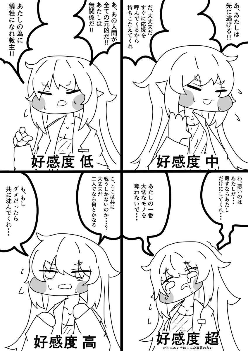 26964_art's tweet photo. 好感度別 絶体絶命の際のエレナ市長の反応一覧

#트릭컬 #Trickcal #トリッカル https://t.co/3uo0U0sibf