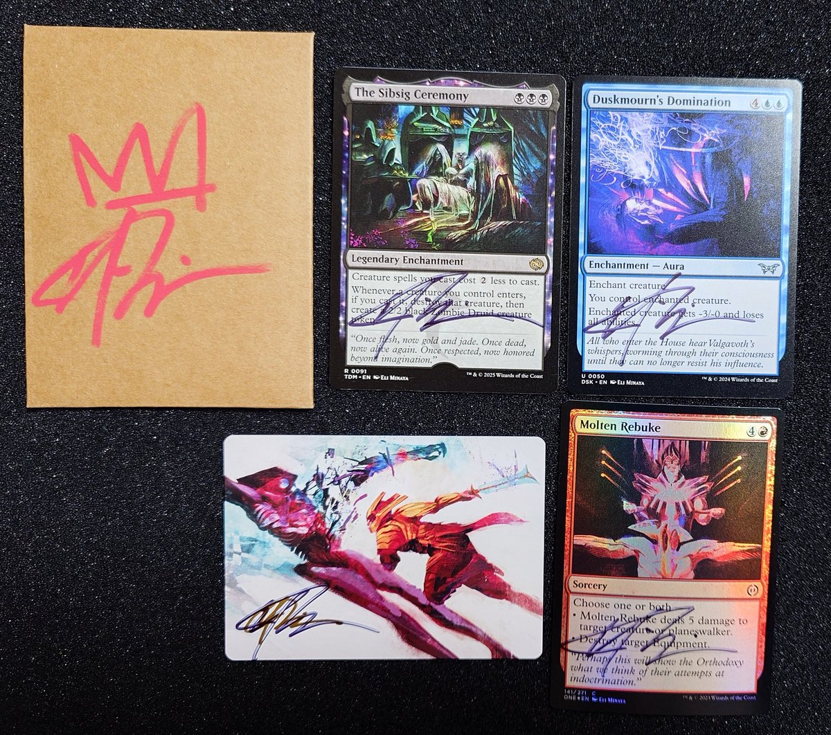 is3tk's tweet image. 昨日は東京MTG様@TokyoMTGで開催されたArtist Meet upにてEli Minaya様@ArtistEliMinayaにサインとアーティストプルーフパックに入ってた稲妻のらせんにシンプルスケッチをしていただきました✒️勇者の季節バインダーにはグラフィティサイン書いていただきました✨
#artistmeetupmtg
#Artistproof
#MTG
