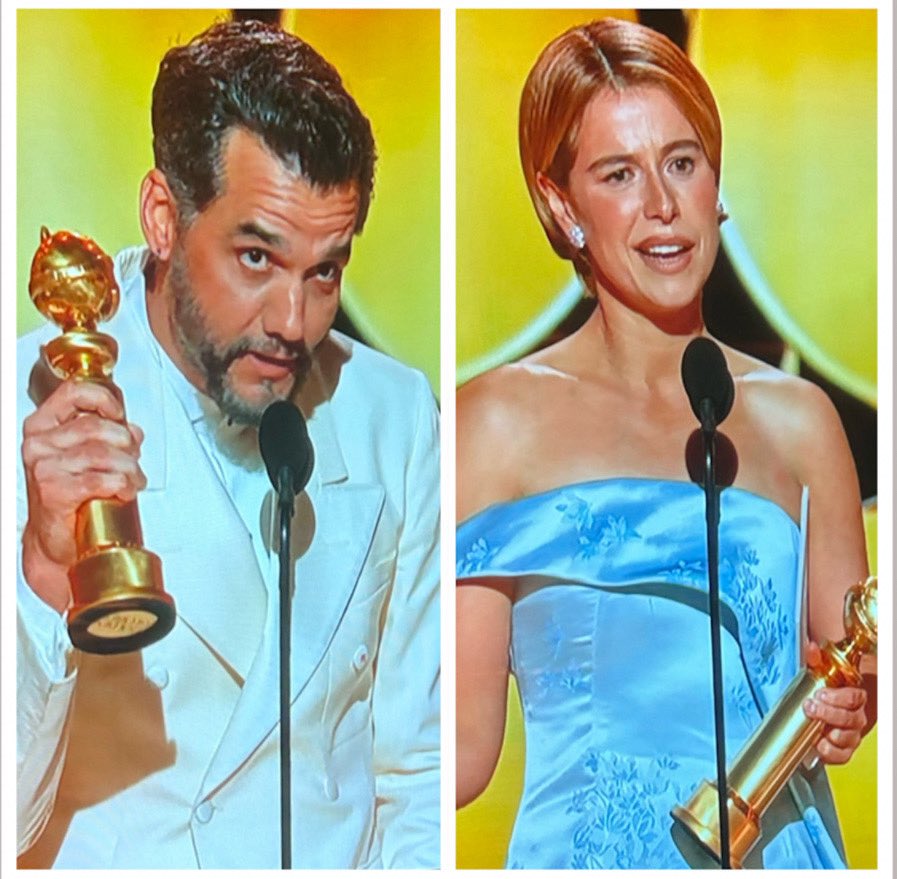petertravers's tweet image. Cheer-worthy Globe wins for best actors in a drama—Wagner Moura  in The Secret Agent and Jessie Buckley in Hamnet. Extraordinary  both
