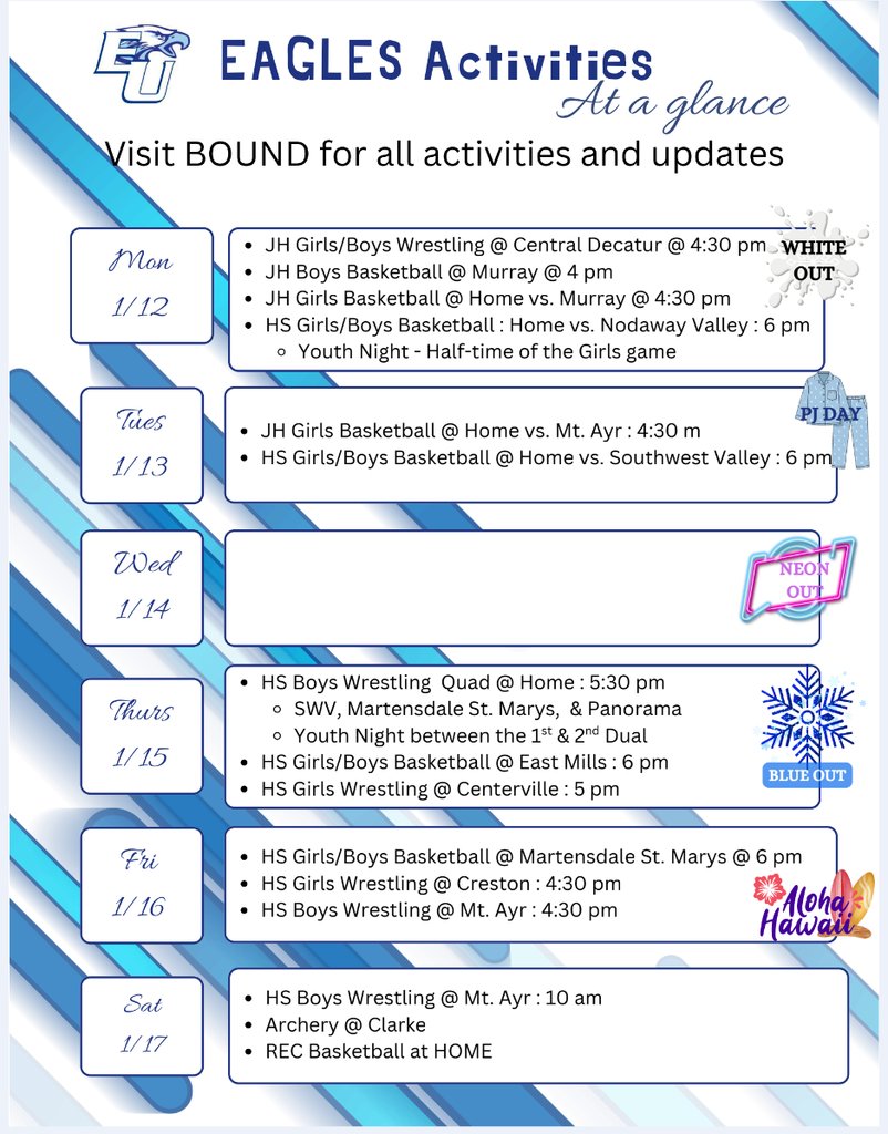 EU_CSD's tweet image. It's a busy week, with Basketball Youth Night on Monday and Wrestling Youth Night on Thursday! Come check out the Eagles this week!