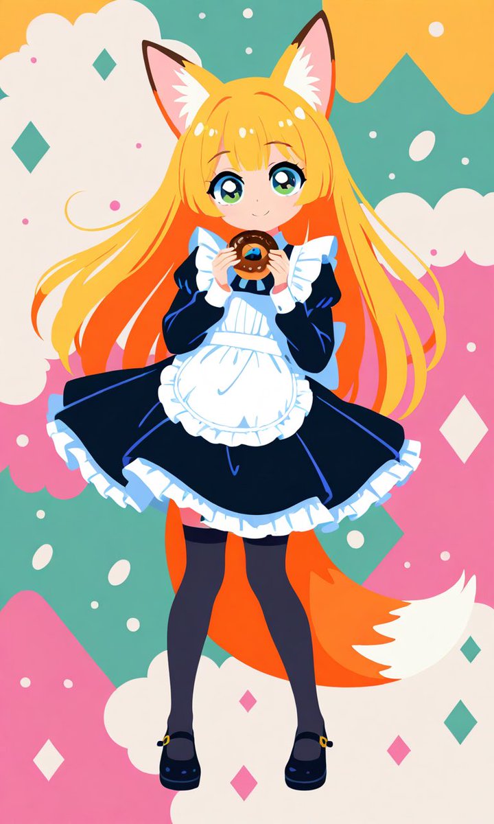 GM😊
新しく、 
#てとらちゃんを作ってみよう にタグを変更しました！
もし気が向いたら、皆さんの世界にいるてとらちゃんも見せてくださいね💕🍩

✅ルール
ドーナツを持っている🍩
金髪で緑色の目、きつね耳にしっぽが特徴です。
髪型は、ロングでもショートでも。OK