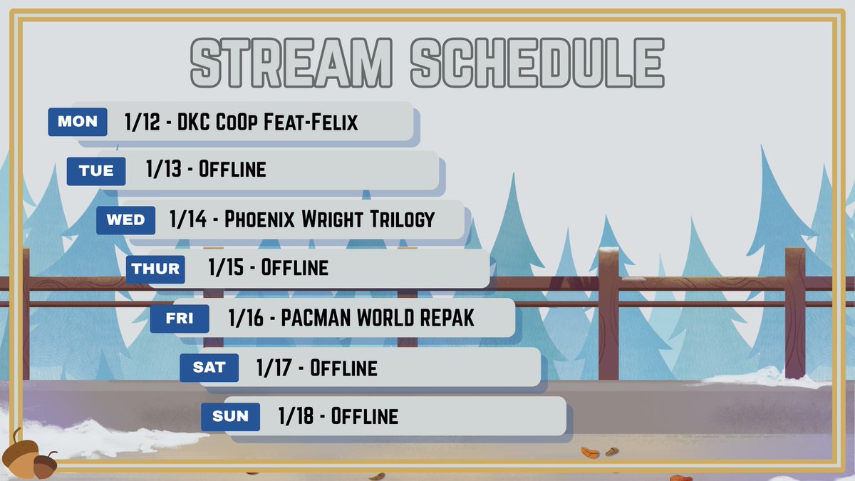 Finally! I have a schedule for this week! All my streams will be around 7-8pm EST
