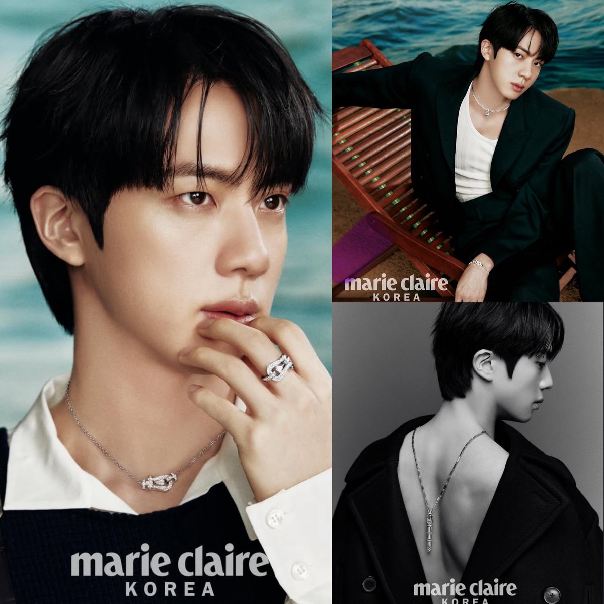 sugamihoney's tweet photo. — Nuevas fotos de #JIN para Marie Claire Korea, LUCIENDO TAN GUAPISIMO, EL HOMBRE QUE ES @?!!! 😭🔥

▫️DEJEN SUS COMENTARIOS POR 🐹‼️

JIN FOR MARIE CLAIRE KOREA
FRED GLOBAL AMBASSADOR JIN
#JinxMarieClaire #JinxFredJewelry https://t.co/1JCBPTCOca