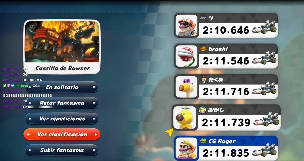 Roger_Puchi's tweet image. TOP 5 WW BOWSER'S CASTLE #MarioKartWorld  
Top 2 o miedo? 🥶
twitch.tv/roger_puchi/cl…