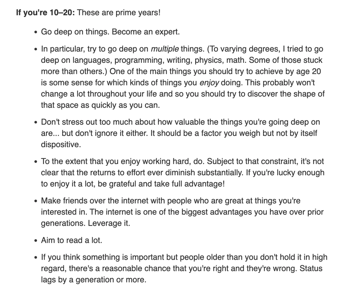 zfellows's tweet photo. Patrick Collison’s advice to 10-20 y/os: https://t.co/qAmDu24dT7
