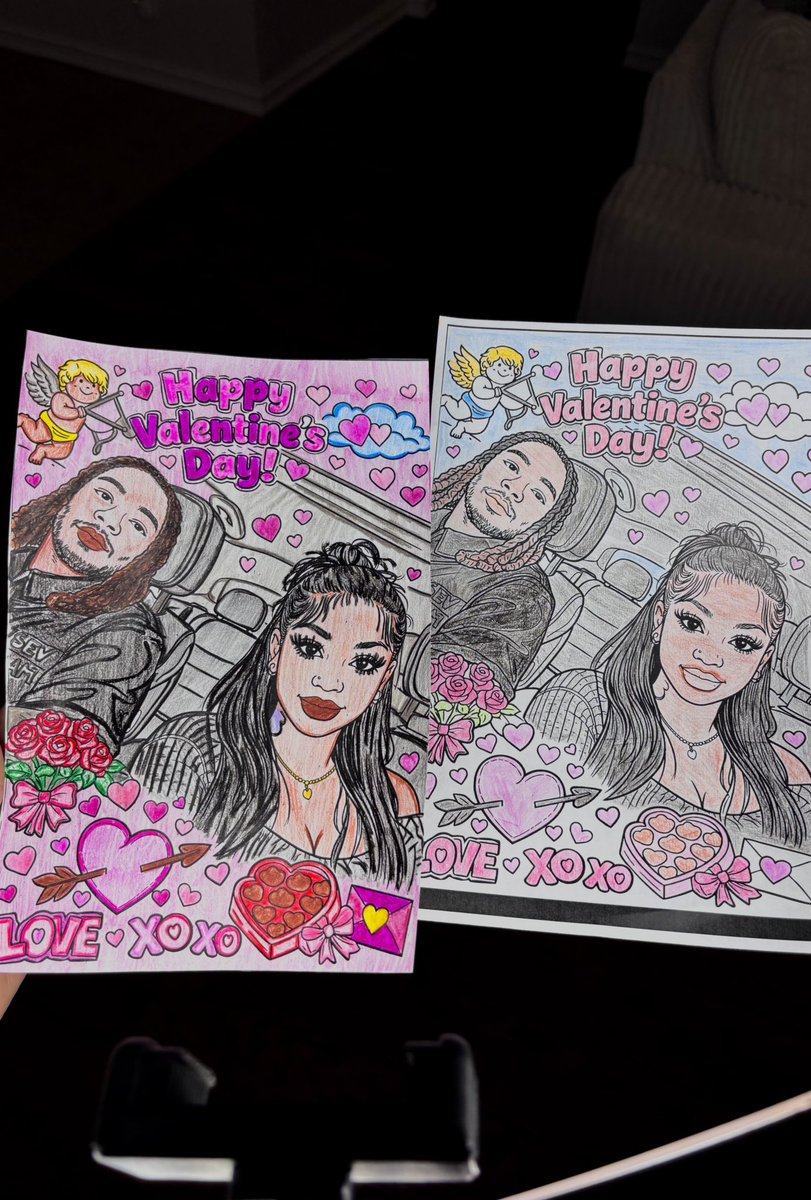 JaYunnaMonae's tweet image. This a great bonding activity with your partner 🥹💗  lol we was competing, which one yall like better LEFT OR RIGHT ??

How to get your coloring sheet : 

1. chat GPT
2. Prompt:  “make me and my man a coloring sheet for Valentine’s Day”