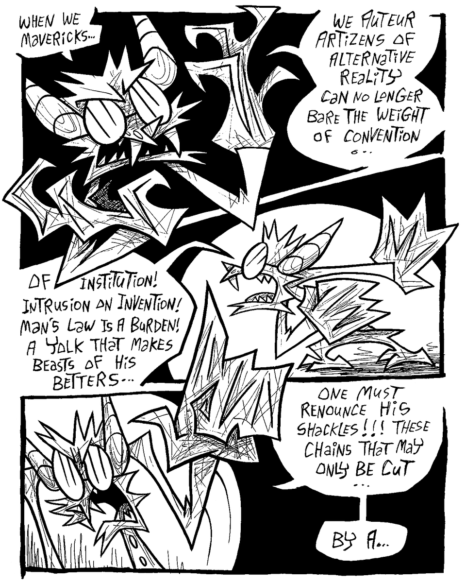 SkidSkunk's tweet photo. A comic about renegotiating one's contract with one's mad scientist employer (1/4) https://t.co/MGf714JWsV
