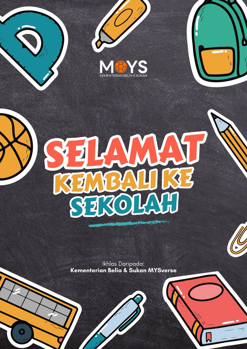 Manfaatkanlah masa dan peluang yang ada sebaik mungkin. Selamat kembali ke sekolah bagi sesi 2026

📌 Penganjuran acara MoYS akan dilaksanakan pada hujung minggu kerana sesi persekolahan yang telah bermula
