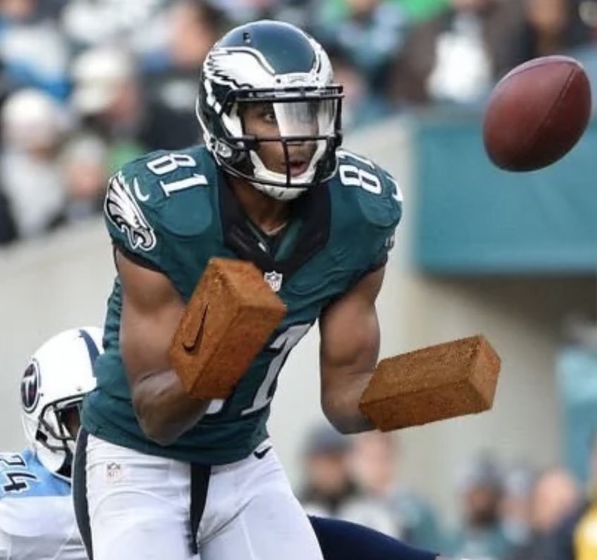dickgjohnson69's tweet photo. AJ Brown trying to catch a pass after bitching all season https://t.co/i754tU8PdU