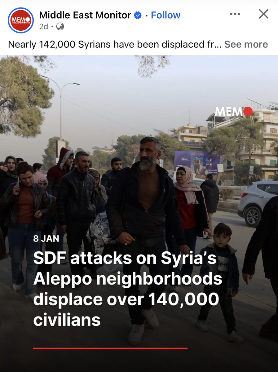 hawzhin_azeez's tweet photo. Please boycott @MiddleEastMnt for its blatantly false and unethical reporting by presenting besieged Kurdish, Yezidi, Alawite, and Druze civilians in Sheikh Maqsoud and Ashrafiya as aggressors. That those people under attack are “SDF” and attacking other civilians in Aleppo. This is blatantly false, with caravans of ambulances carrying civilians targeted by mercenaries out of the Kurdish neighbourhoods as a result of a massive wave of attacks by HTS, ISIS, and other jihadist factions under the authority of the Salafist Jolani regime. The 140, 000 people displaced was due to these terror factions threatning to massacre people if they remained in their homes. Those that remained in their homes are now being rounded up like cattle, called pigs, executed, threatened, beaten and terrorised by the terror groups allied with the regime.
Many such news sites are openly pro-Jihadist and other murderous mercenaries rife across Syria, including the Jolani government.
#DefendRojava