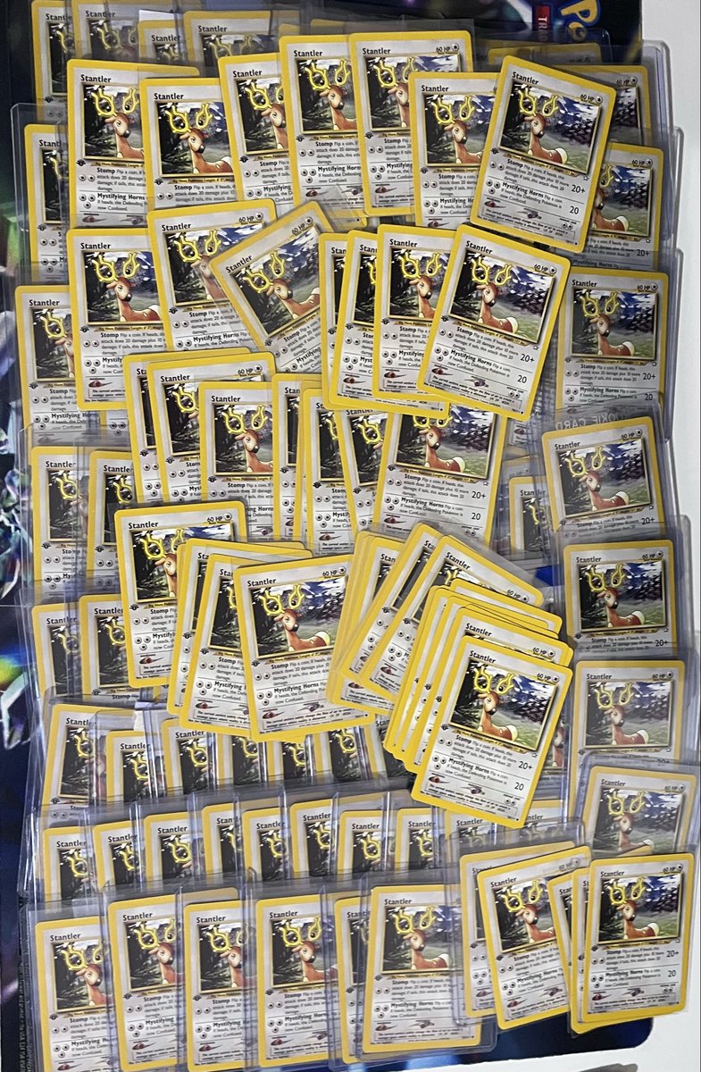 StantlerKing's tweet photo. Fuck it here’s 141 1st Edition Neo Genesis Stantler’s https://t.co/6iirMoh1lK