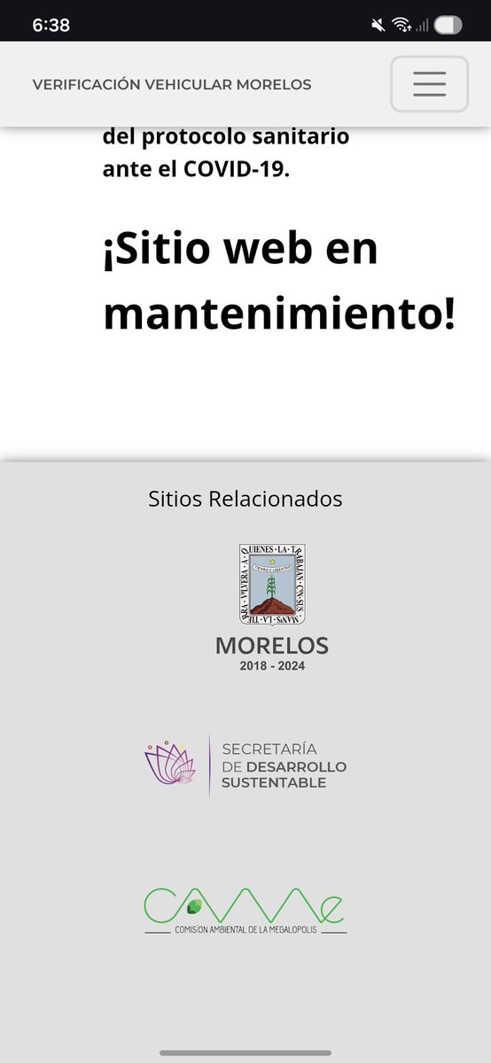 lugaroz's tweet photo. @CGMyT_Morelos cómo se puede realizar la cita para la verificación vehicular?

Su sitio está en "mantenimiento" desde el año pasado https://t.co/1b5CLh6QwQ