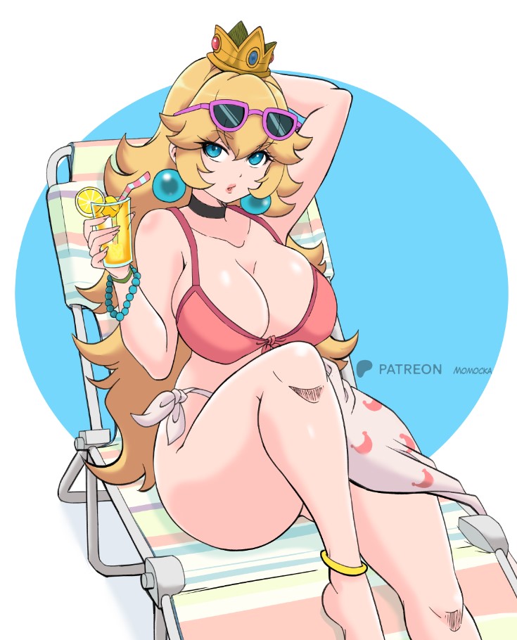 Momocka_art's tweet image. Princess Peach, enjoying the beach ☀️🌊