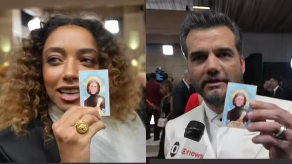 g1's tweet photo. 'Santa Nanda da sorte': Elenco de 'Agente Secreto' ganha amuleto de Fernanda Torres no Globo de Ouro https://t.co/TBqV3EkztC #g1 https://t.co/jIR2PPiwct