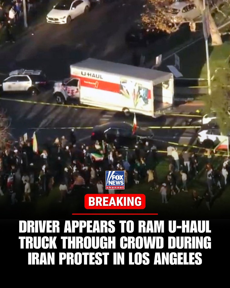 BREAKING: A person appeared to drive a U-Haul truck through a crowd in Los Angeles where hundreds gathered in the Westwood neighborhood to march in support of protesters in Iran.