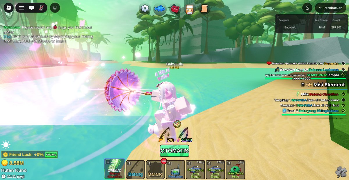 glacmourrr's tweet photo. @FishitROBLOX Admin please help me, I'm almost level 1000 and have been in the jungle for over a month but haven't gotten an element. Help me get an element faster. usn: glacmour https://t.co/WRuoGfCLPI
