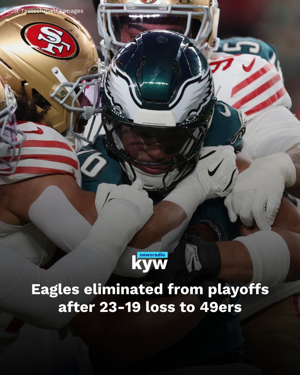 It's a tough night in Philly. The Eagles’ playoff journey ended Sunday with a 23-19 loss to the San Francisco 49ers.