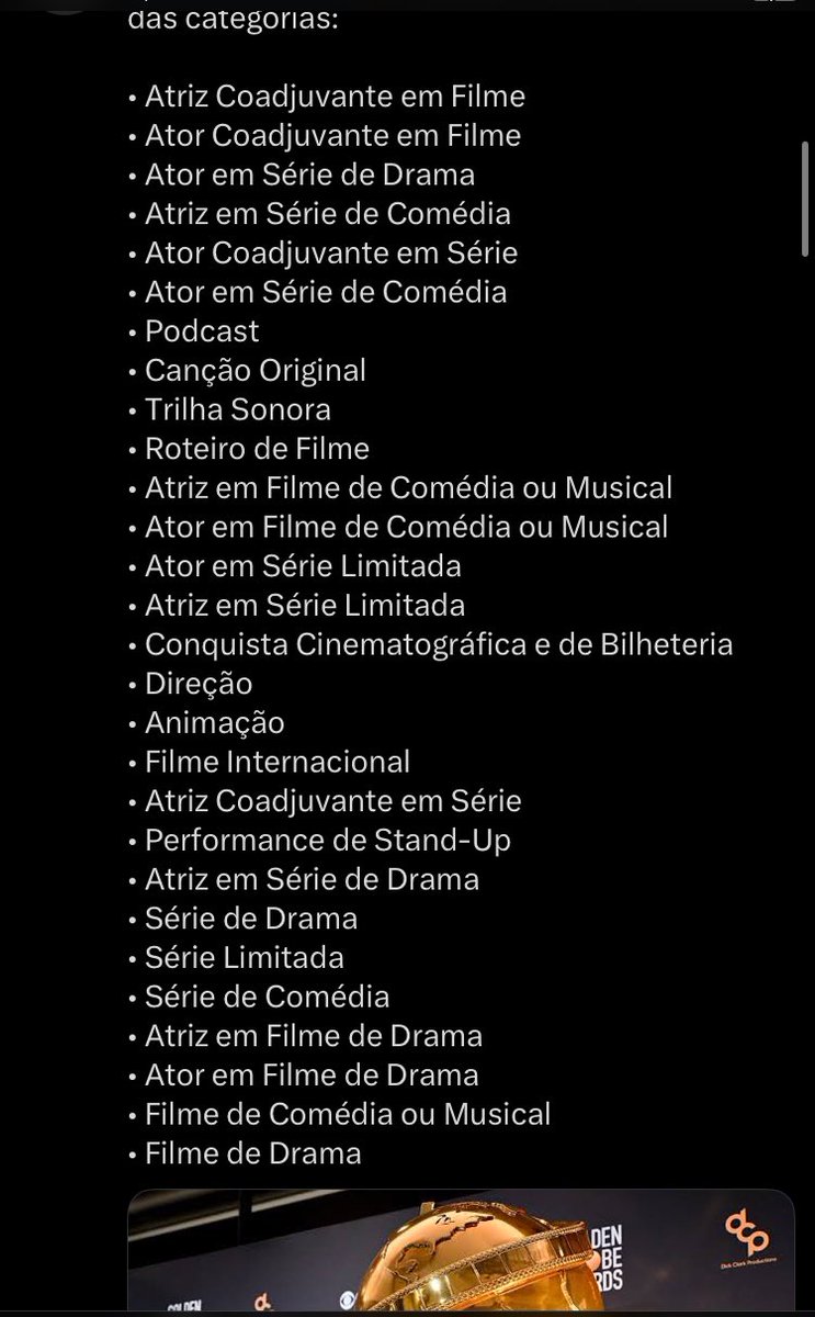 jorgegoncalvess's tweet image. Sequência de entrega dos prêmios. O Wagner vai ser um dos últimos. Ansiedade! 
 #GoldenGlobes
#GlobodeOuro
