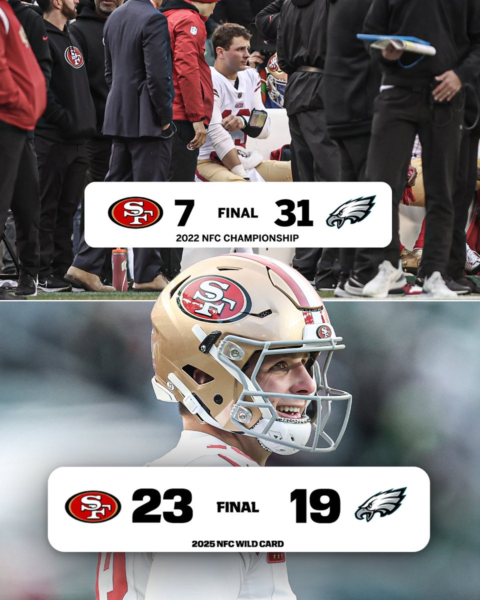 SportsCenter's tweet image. During the 2022 season, Brock Purdy led the 49ers to a deep playoff run but fell short in the NFC Championship game on the road in Philly. Purdy would suffer an elbow injury in the game which required offseason surgery.

Three years later, Purdy returned to Philadelphia in the…