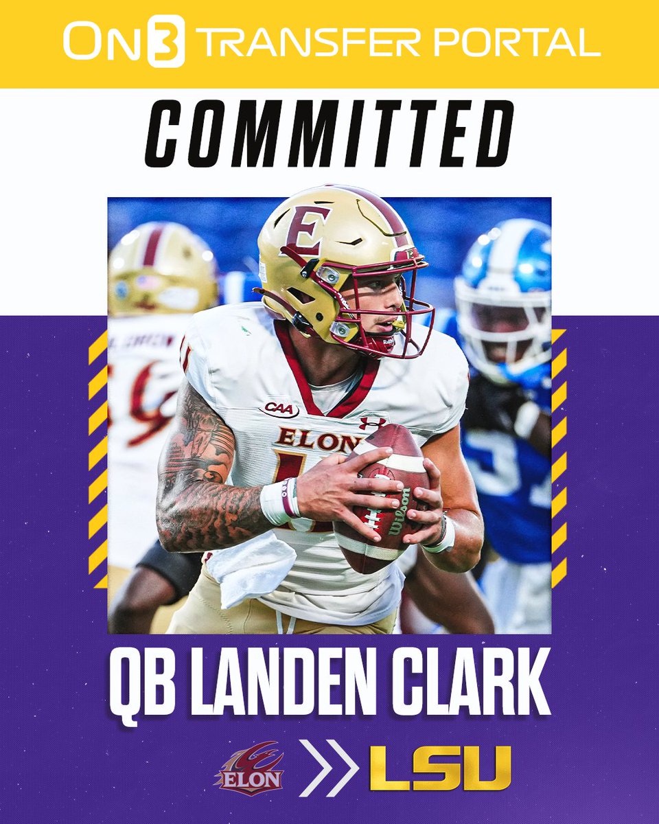 On3sports's tweet image. BREAKING: Elon transfer QB Landen Clark has committed to LSU, @Hayesfawcett3 &amp;amp; @SWiltfong_ report🐯

on3.com/college/lsu-ti…