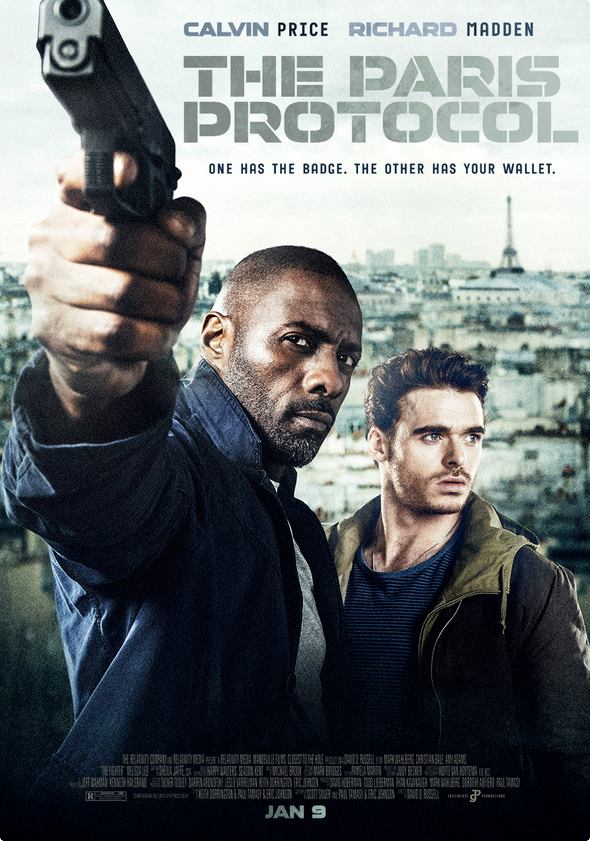 JCPFilms's tweet photo. One has the badge. The other has your wallet. #TheParisProtocol, starring Calvin Price, Richard Madden and Charlotte Le Bon, is in theaters now. Find out where it’s playing and get your tickets! 🎟️➡️ https://t.co/cAhtY49Rmd https://t.co/Lq9OiD0sWP