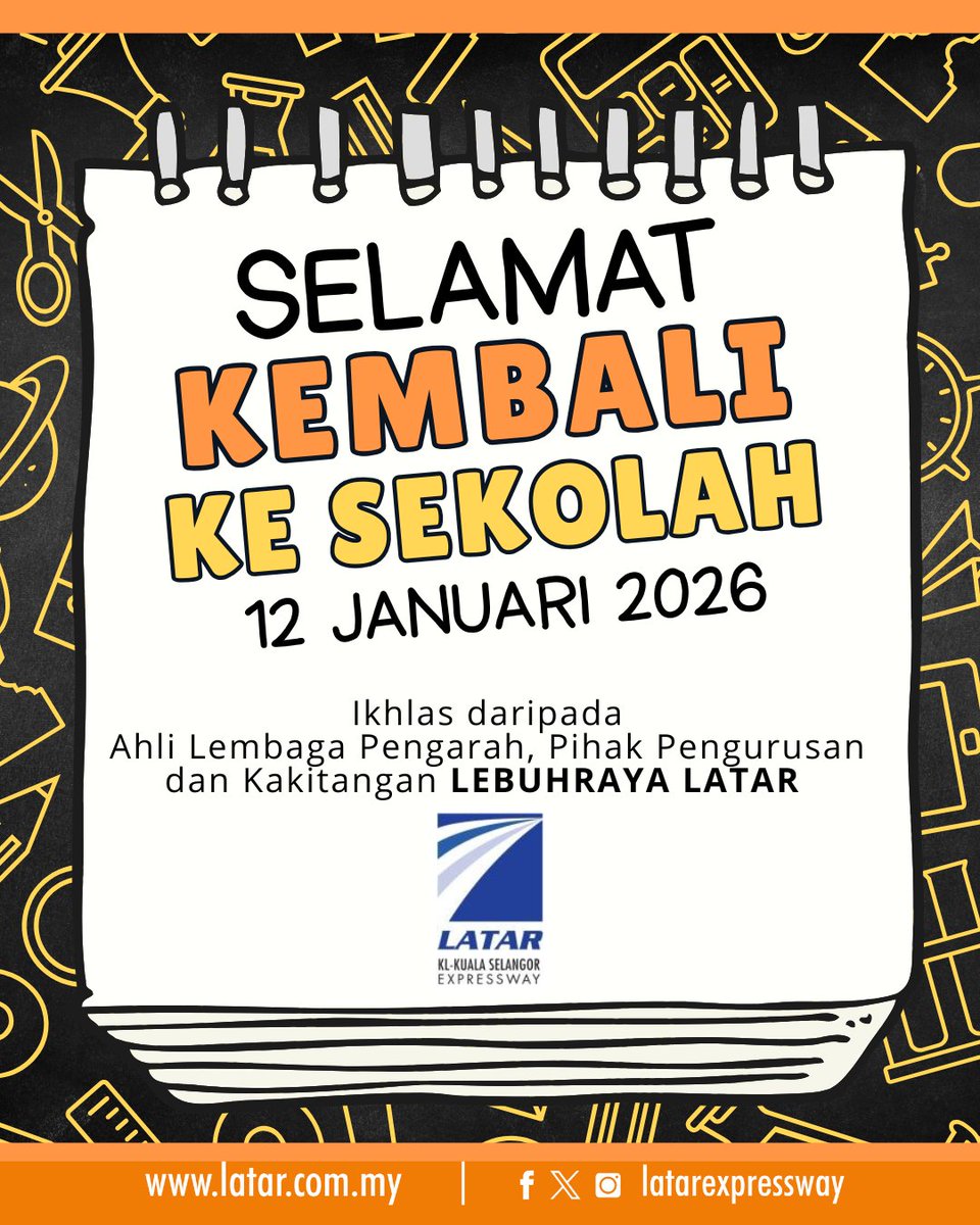 Selamat kembali ke sekolah, adik-adik! 📚✏️
Jom mula tahun 2026 dengan semangat baru, buku baru dan impian baru!

#KembaliKeSekolah #LATARExpressway #LATARPrihatin