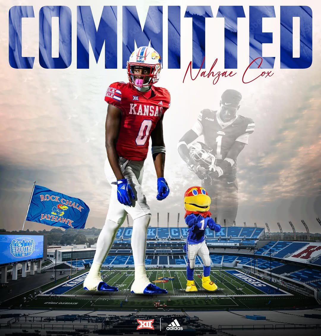 shaynep_media's tweet image. BREAKING; Receiver transfer Nahzae Cox commits to Kansas

The former junior college standout had 40 catches for 473 yards and five touchdowns at Middle Tennessee

He offers an intriguing skillset to the Jayhawks receiving room for next season