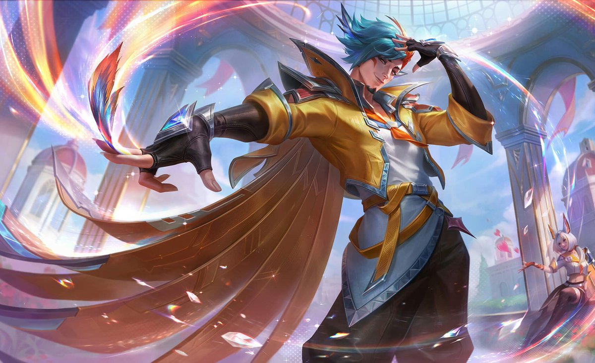 Feather_Fatale's tweet image. OMG THE FULL SPLASH ART WITH XAYAH IN THE BACKGROUND 💎