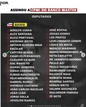 ATENÇÃO BRASIL‼️ 
VEJAM OS NOMES DOS DEPUTADOS QUE NÃO VOTARAM P/ C.P.M.I DO BANCO MASTER,  NÃO PODEMOS PERMITIR Q ESTES DEP. CONTINUE COMO NOSSOS REPRESENTANTES. 😡