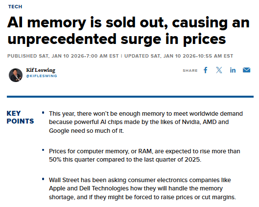 Memory shortage headline