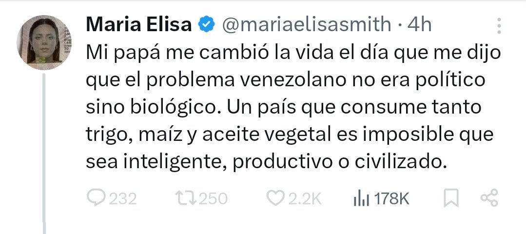 Ésta maldita arrastrada .<a href="/mariaelisasmith/">Maria Elisa</a>, hija de la cucaracha Roberto Smith (ique Opositor Venezolano), anda ardida del orto publicando mierdas sobre los Venezolanos, porque la señalan a ella y a su hermana .@corinasmith_ de enchufadas CHAVISTAS.

Son BASURA igual que el padre!