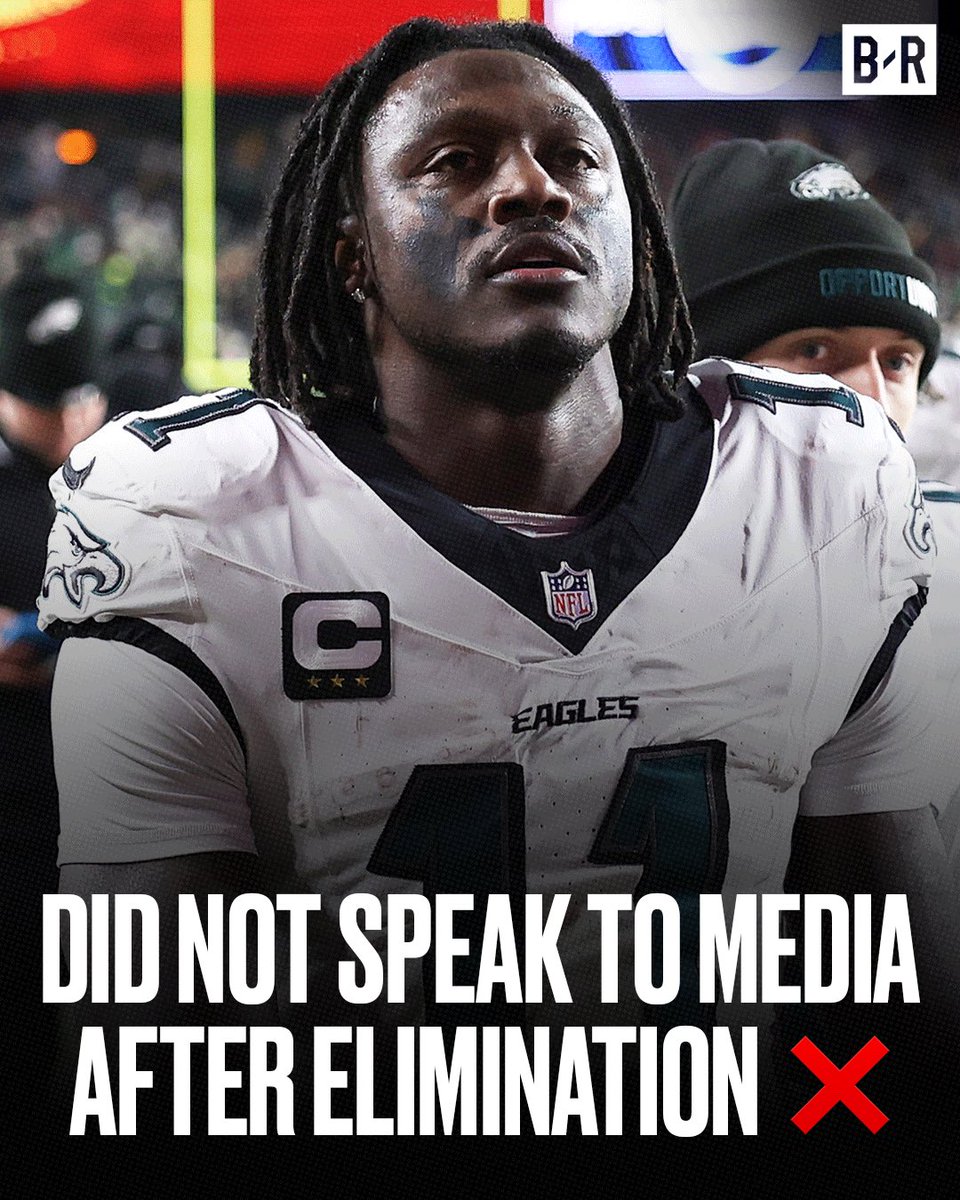 BleacherReport's tweet image. AJ Brown did not speak to the media following the Eagles wild card loss to the 49ers 👀