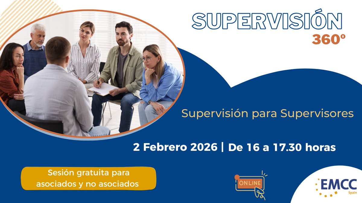 Supervisión 360° | 2 de febrero
Un espacio abierto para supervisores que quieren compartir práctica real, ampliar mirada y enriquecerse con otras perspectivas.

💻 Online | 💸 Gratuito
👉 Inscripciones:
 emccspain.org/supervision-36…

#EMCCSpain #Supervisión360 #Coaching #Mentoring