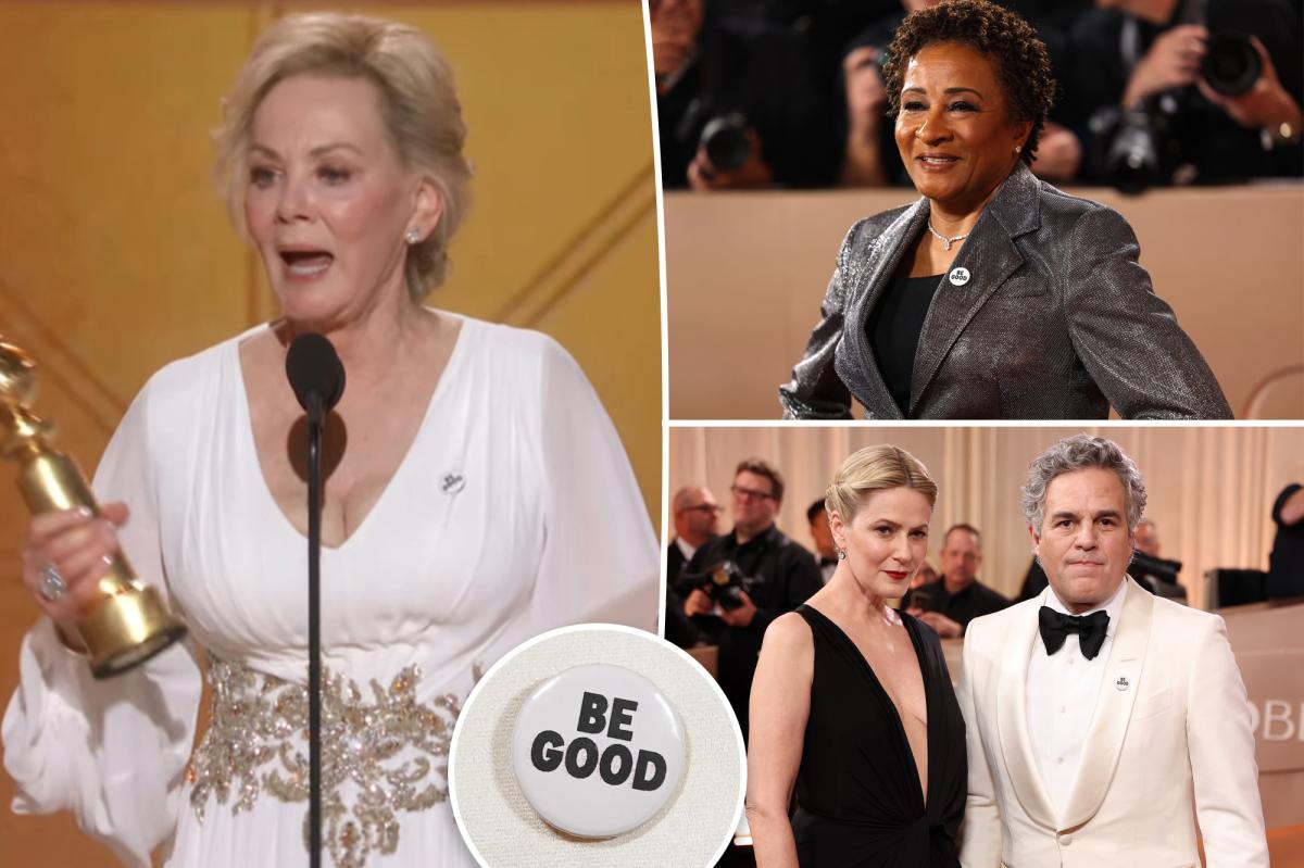 PageSix's tweet image. Mark Ruffalo, Wanda Sykes and more celebs make anti-ICE statement at 2026 Golden Globes trib.al/mpALabZ
