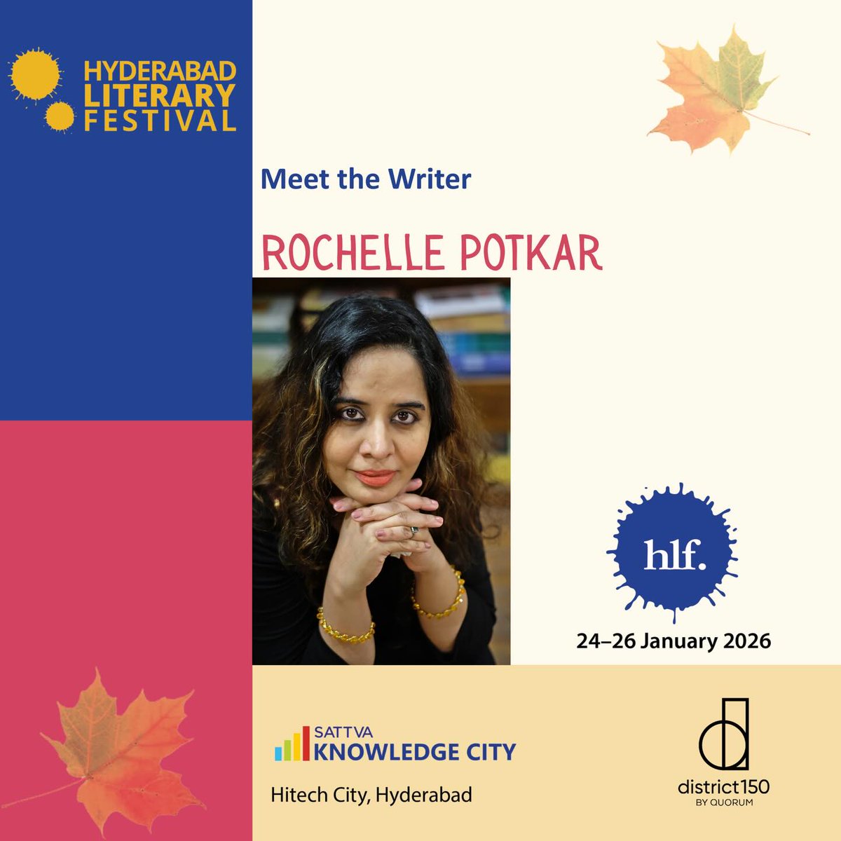 rochellepotkar's tweet photo. Looking forward to being part of the Hyderabad Literary Festival HLF 2026 on fiction and poetry panels, 24 January.
This festival feels like homecoming. It was warm and embracing then. It is the same years later.
Friends in Hyd, are you ready?! :)
#HLF2026 #HydLitFest https://t.co/mTxBfdteBM