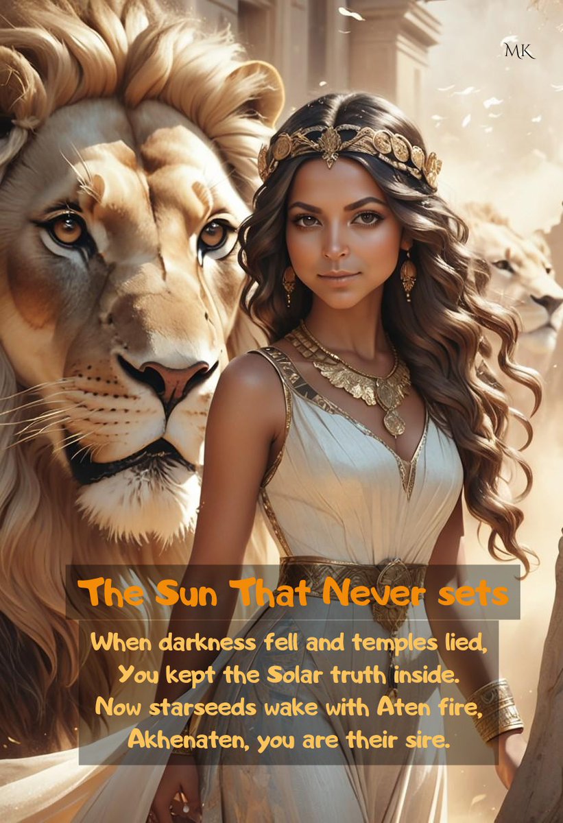 AxtroMagic's tweet image. The SUN That Never Sets.
When darkness fell &amp;amp; temples lied, you kept the SOLAR truth inside.

Now Starseeds awake with Aten fire, Akhenaten, you are their sire!