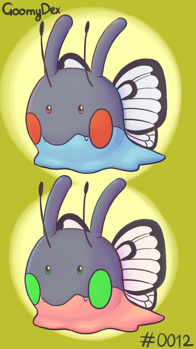 Day 12 of Daily Art. We got Goomy mixed with a Butterfree for the GoomyDex.