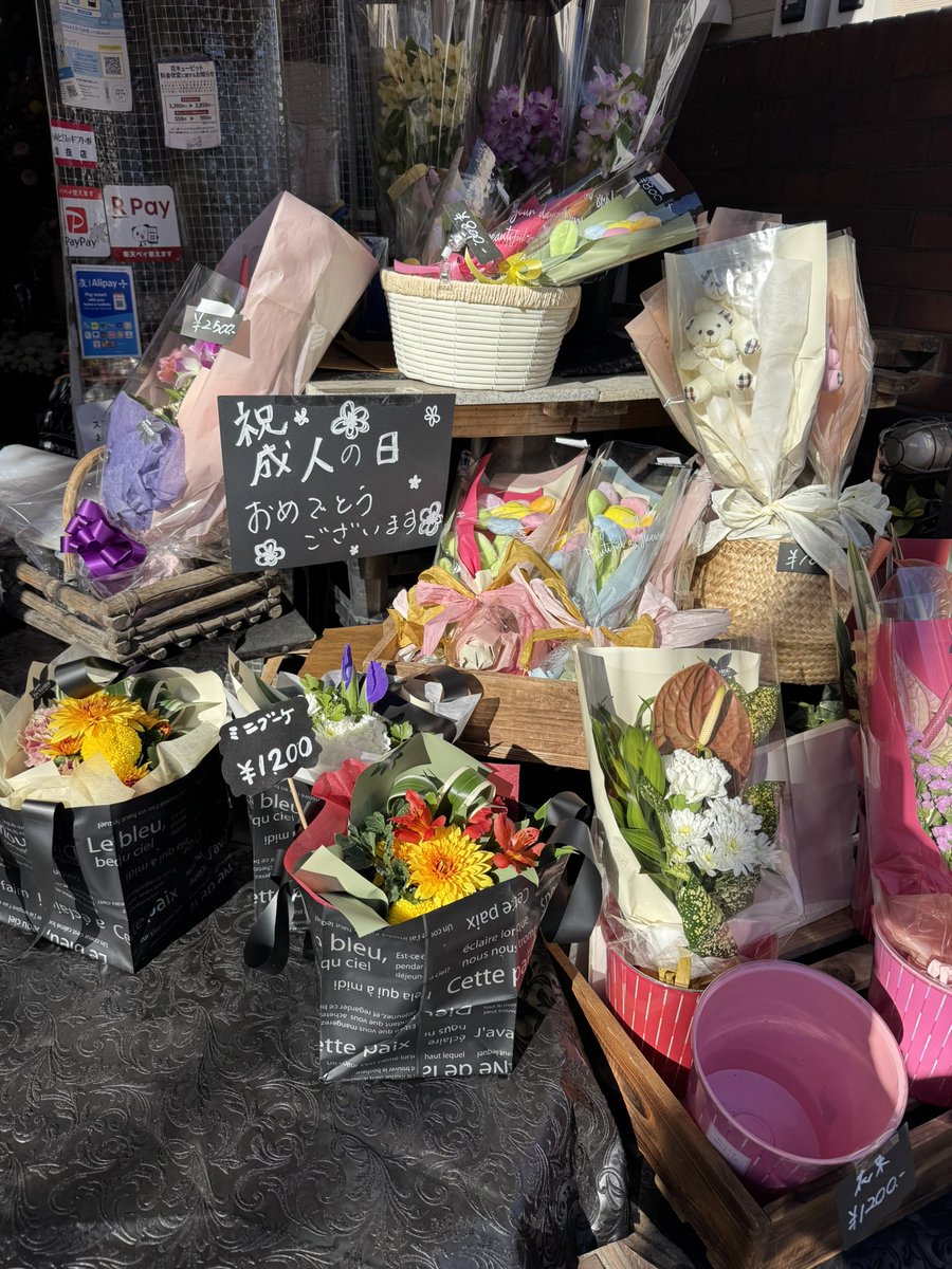 hanahide_com's tweet photo. 祝　二十歳のつどい！！

花秀では、すぐにお渡しできるブーケをご用意しております。

本日はとても天気が良いですね。
素敵な1日を。

#大田区　#蒲田　#花屋　#花束　#二十歳のつどい https://t.co/FAy3VBBK1w