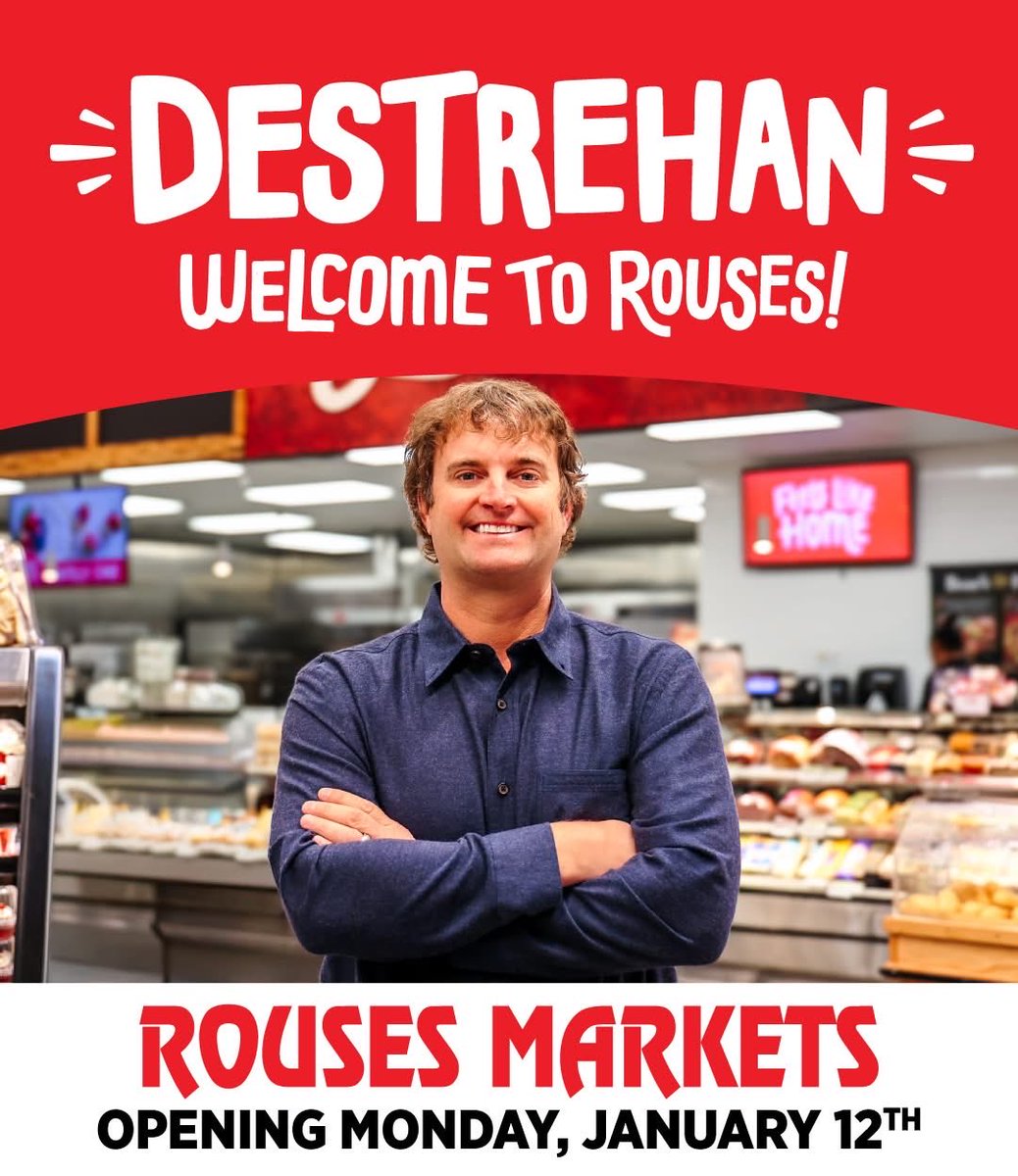 Join the #RiverRegionChamber &amp; <a href="/stcharlesgov/">St. Charles Parish</a> as we welcome <a href="/RousesMarkets/">Rouses Markets</a> to Destrehan for a ribbon-cutting.

📅 Mon, Jan 12 at 1:00 PM (Store Opens at 7:00 AM)
📍 12519 Airline Hwy, Suite A. 
📞 985-307-6040

Details: business.riverregionchamber.org/calendar/Detai…