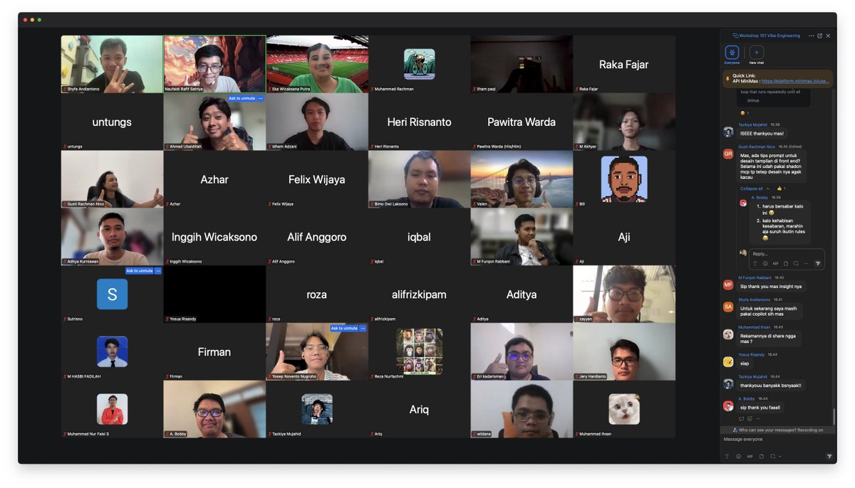F2aldi's tweet image. Stop talking, start shipping. 💻

We just wrapped a 2.5-hour workshop with 67 participants mastering MiniMax and OpenCode.

No more tutorials!
These builders are ready to push real code to production and generate tokens at scale. 

Huge thanks to everyone who vibe-engineering…