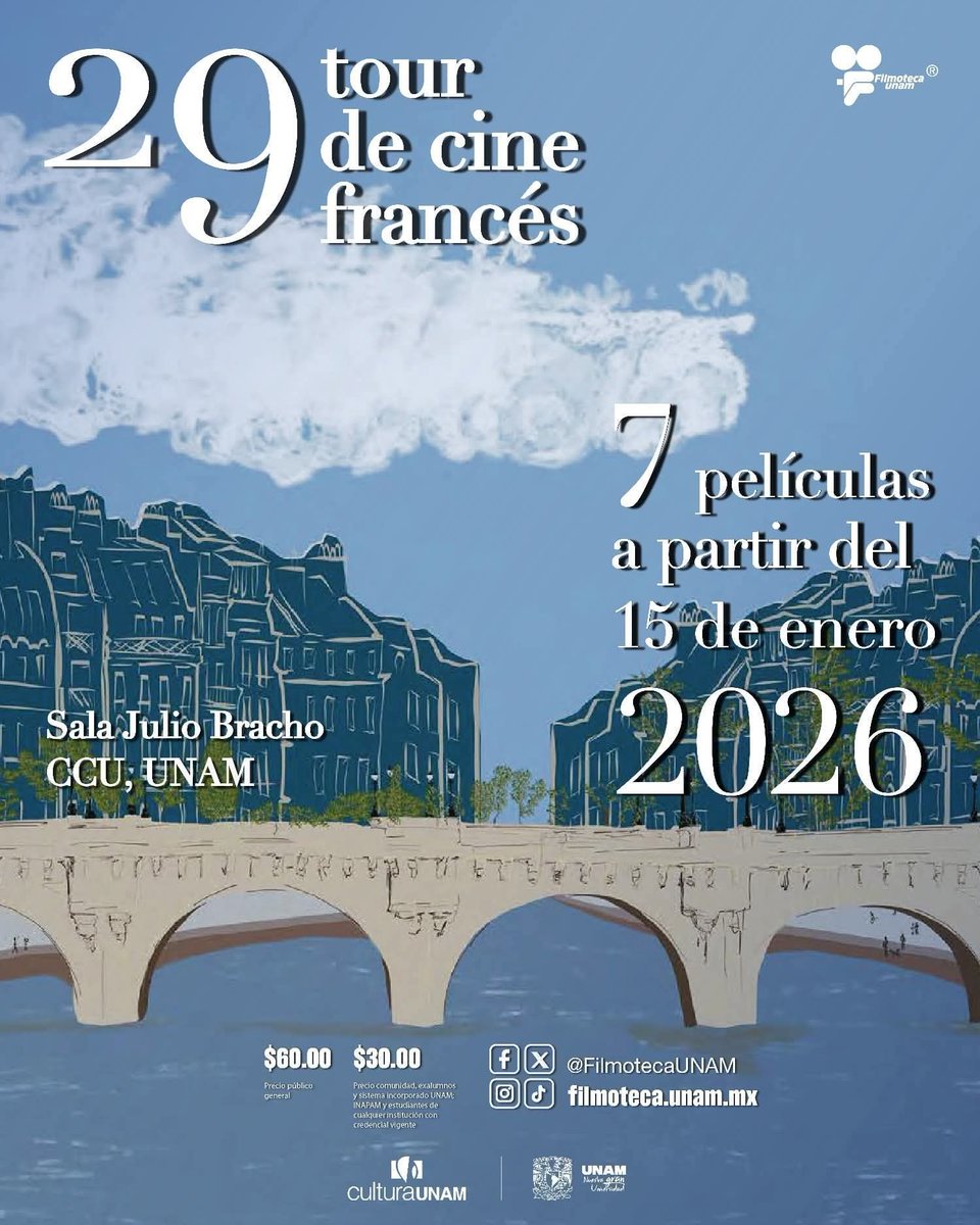 🇫🇷🎞 ¡Oh là là: llega a la <a href="/UNAM_MX/">UNAM</a> el Tour de Cine Francés con las producciones más recientes de Francia: siete títulos, entre las que destacan las cintas de François Ozon y Cédric Klapisch, así como el debut como director del actor Daniel Auteuil!

📅 15 al 18, 22 al 25, 29 al