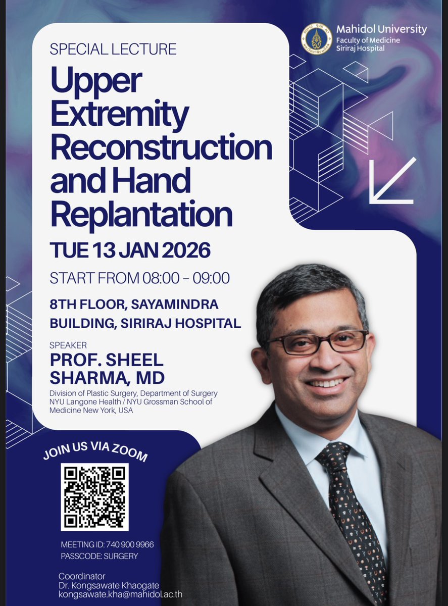 📢 Save the Date!
Join us tomorrow for a special lecture by Prof. Sheel Sharma, MD, a distinguished Plastic Surgery Specialist from NYU Grossman School of Medicine, New York, USA.
👉 Don’t miss this exclusive opportunity to learn from an international expert!