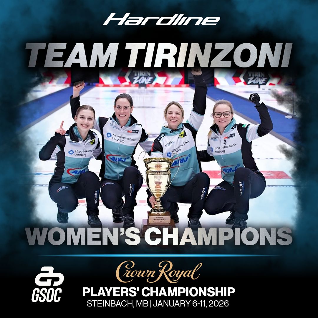 HardlineCurling's tweet image. History made in Steinbach.
Congratulations to Team Tirinzoni, the first team to three-peat at the Crown Royal Players’ Championship.

#HardlineNation #JoinTheRevolution