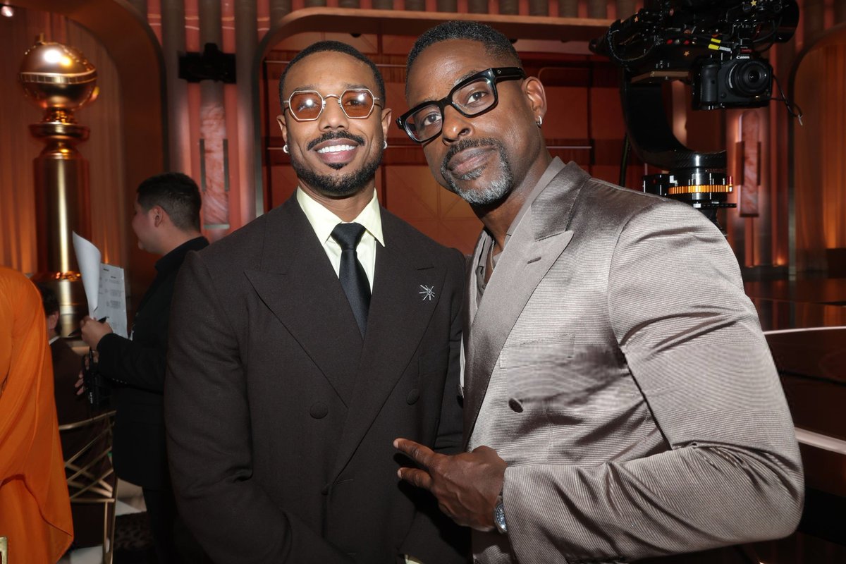 bjordanfiles's tweet image. michael b. jordan and sterling k. brown at the #GoldenGlobes