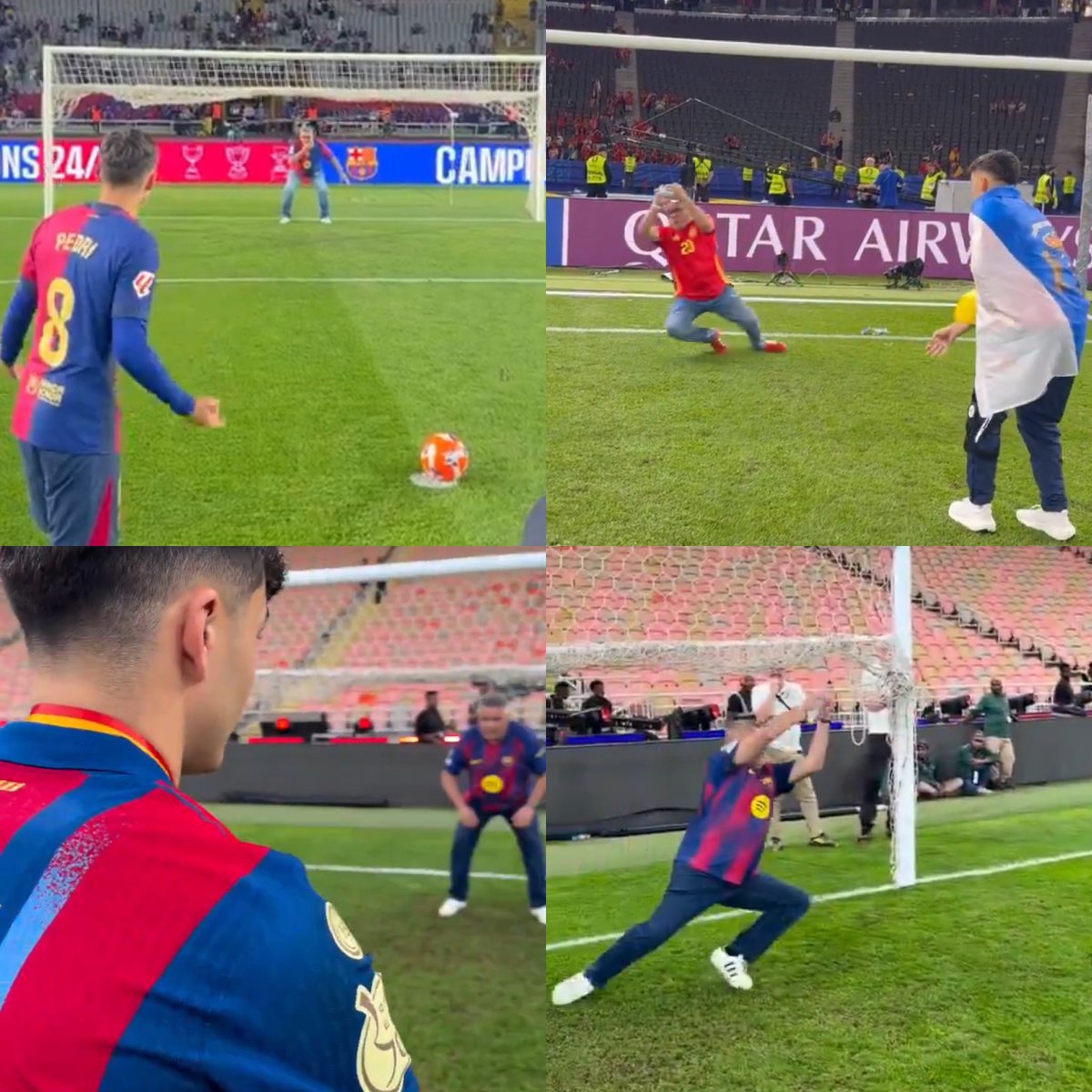 De las tradiciones más bonitas entre padre e hijo en el mundo del fútbol.

Cada vez que Pedri gana un título, se queda en la cancha con su padre para cobrarle un penal y luego abrazarse. El sueño del papá de Pedri era ser portero profesional y cuando apuntaba a debutar en tercera