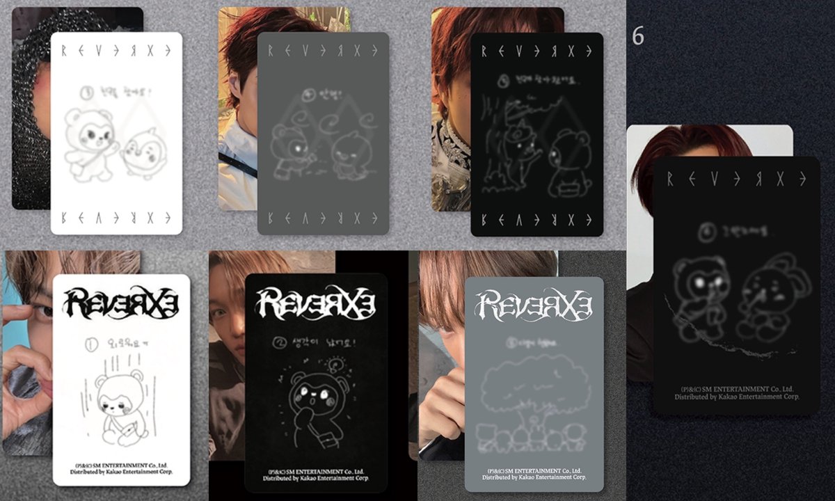 jongin’s cute ninibear ft. members drawings on the back of the photocards 😖🥹